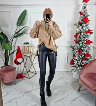 Leggings similpelle bottoni