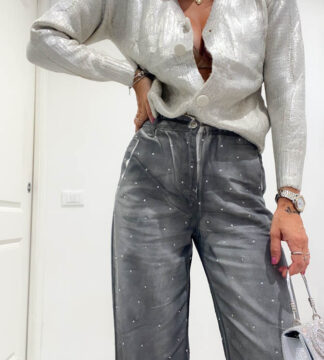 Cardigan effetto metallico