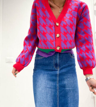 Cardigan pied de poule