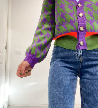 Cardigan pied de poule
